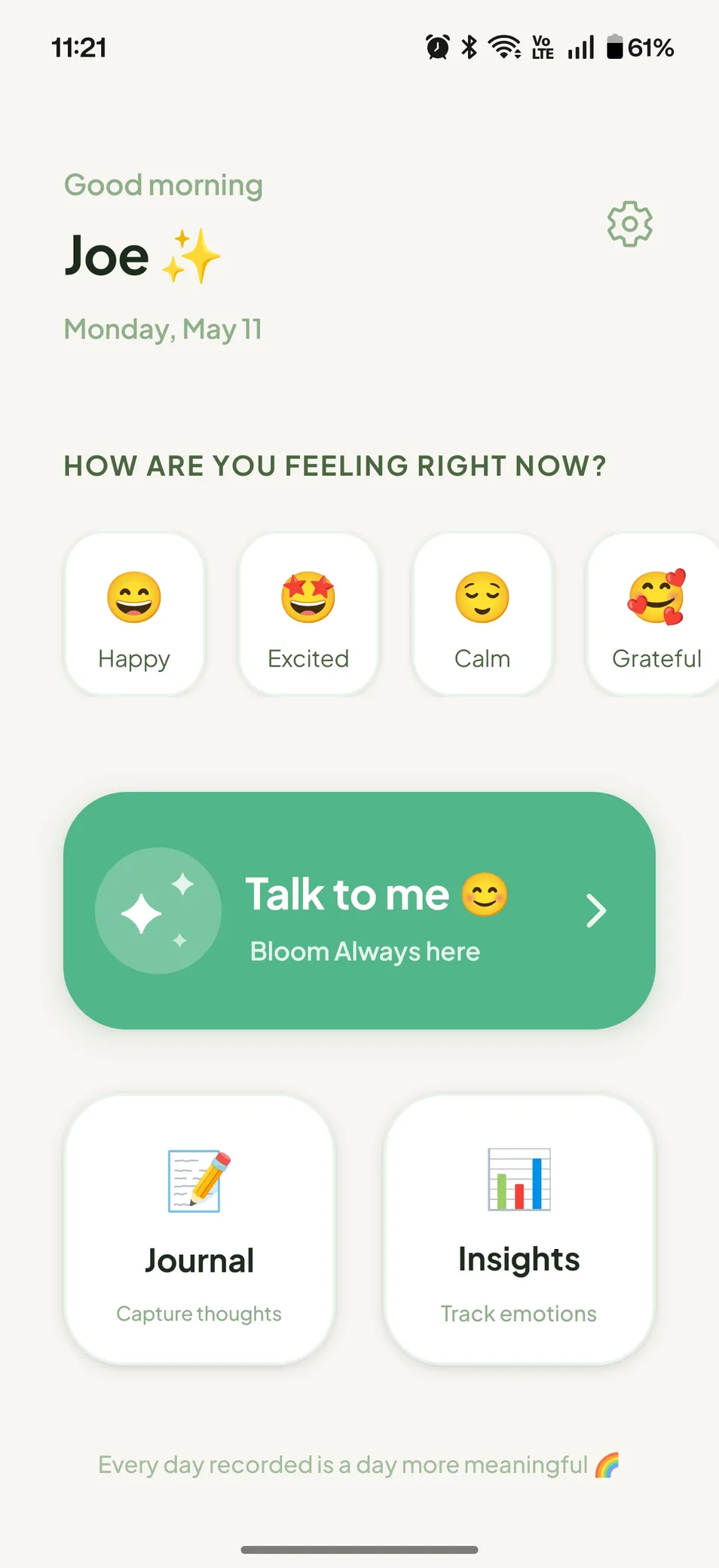 MindBloom journal entry