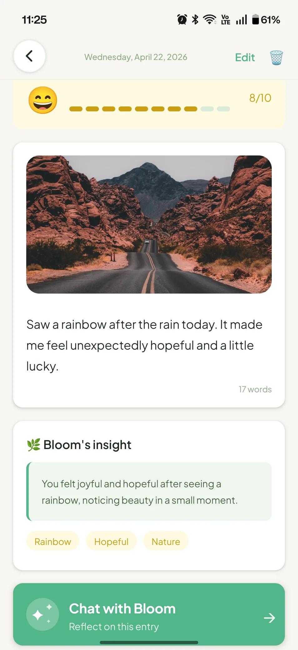 MindBloom mood check-in